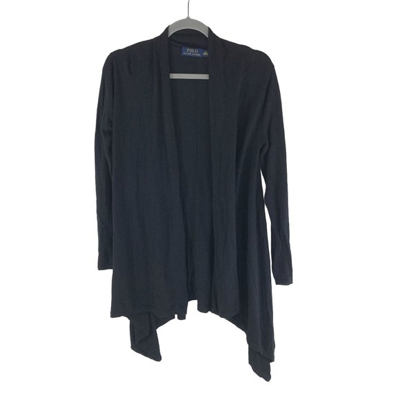 Polo Ralph Lauren Womens Cardigan Sweater Duster Open Front Silk Blend Black XS - Picture 1 of 4